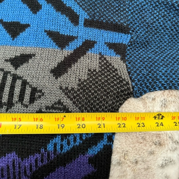 VTG 80s Saturdays Grunge Rad Geometric Unisex Pattern Purple Black Gray Sweater - Picture 11 of 12